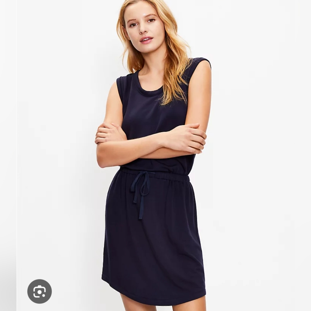 NWT Lou & Grey Signaturesoft Drawstring Tank Dress Navy XS